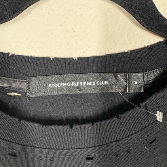 Stolen Girlfriends Club Mens Small Blatant Tee Vintage Black Cotton Distressed - Picture 5 of 12